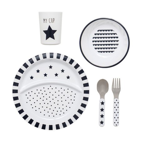 Laste sööginõude komplekt, must/valge
