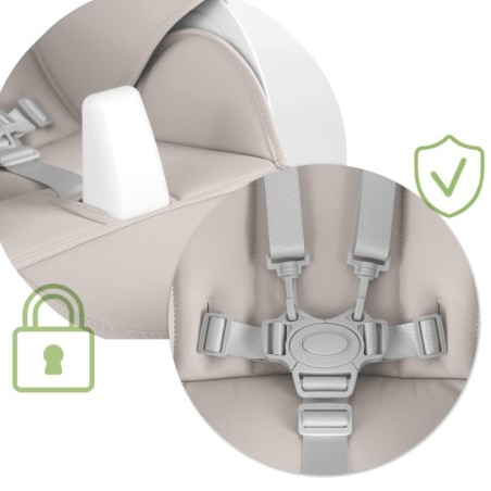 Söögitool lauaga, lamamistool, valge-hall