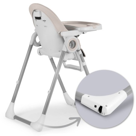 Söögitool lauaga, lamamistool, valge-hall