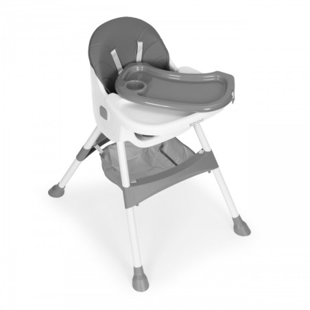 Lapse söögitool kandiku ja korviga, 5-punkti traksid, hall