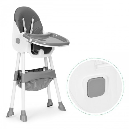 Lapse söögitool kandiku ja korviga, 5-punkti traksid, hall