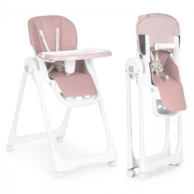 Söögitool reguleeritava kõrgusega, ökonahast, rihmad, topeltkandik, roosa