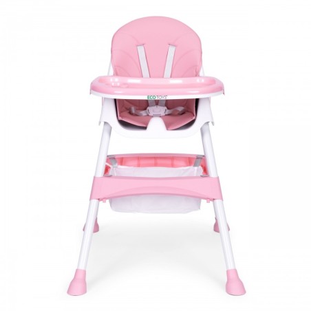 Lapse söögitool kandiku ja korviga, 5-punkti rihmad, roosa