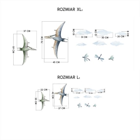 Seinakleebiste komplekt L Pterodactyls