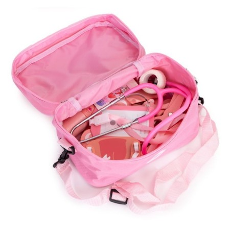 Puidust väike arstikomplekt meditsiinikott lastele 24-osaline