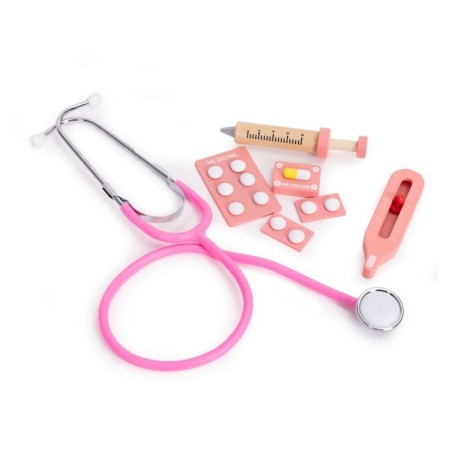 Puidust väike arstikomplekt meditsiinikott lastele 24-osaline