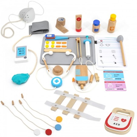 Suur puidust kiirabi komplekt mängunurk, 25 osa