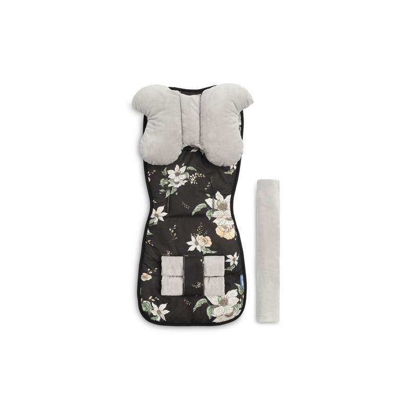 Käru pehmendus ja padi Deluxe – mustad lilled