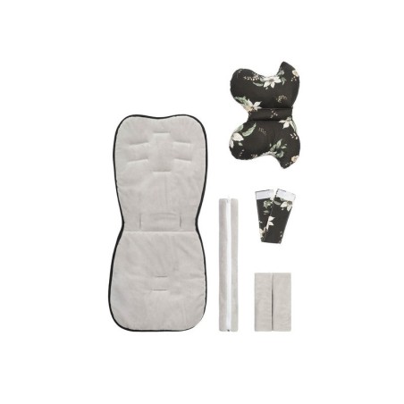 Käru pehmendus ja padi Deluxe – mustad lilled