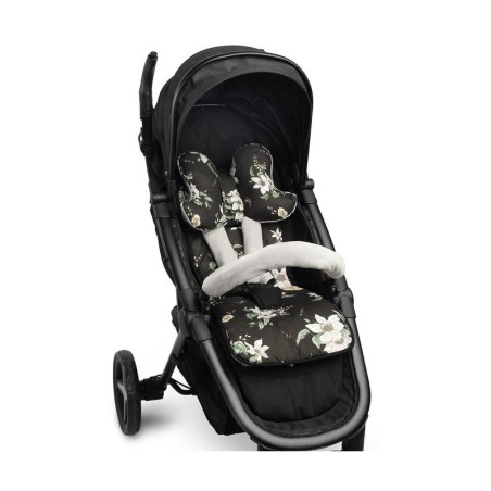 Käru pehmendus ja padi Deluxe – mustad lilled
