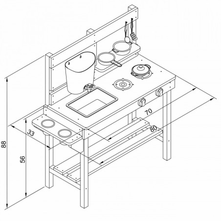 Mudaköök õueköök lastele veega ja liivaga mängimiseks