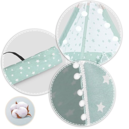 Tipi telk lastele tuledega - mündiroheline tähtedega