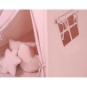 Tipi telk aluse ja patjadega + suled, pastell roosa