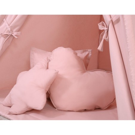 Tipi telk aluse ja patjadega + suled, pastell roosa