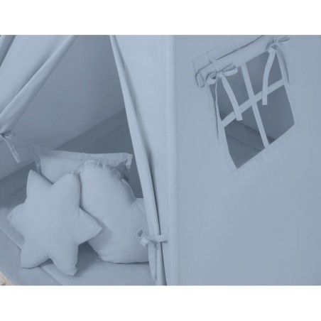 Tipi telk aluse ja patjadega + suled, pastell sinine