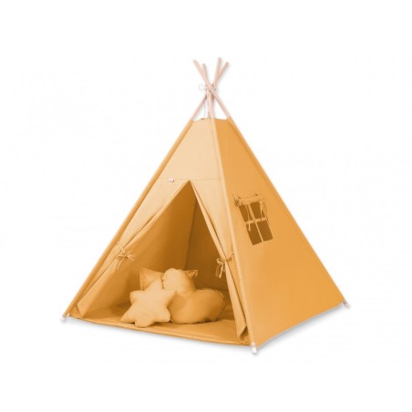 Tipi telk aluse ja patjadega + suled, kollane