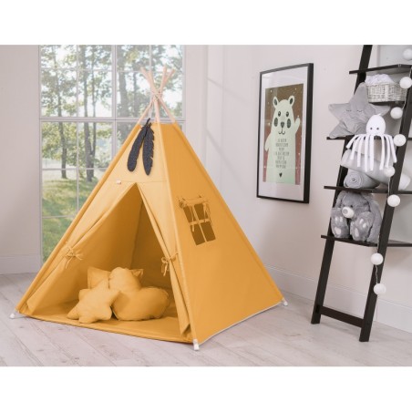 Tipi telk aluse ja patjadega + suled, kollane