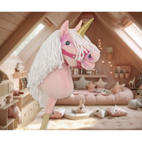 Kepphobune Ükssarvik A4 - roosa, valge lakk ja kuldne sarv