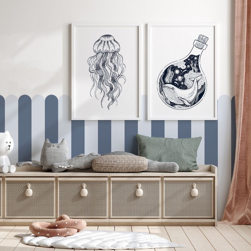 Seinakleebis paneel 60 cm, sinine-tumesinine