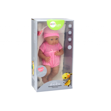 Roosade riietega beebinukk, müts, lutt ja tekk