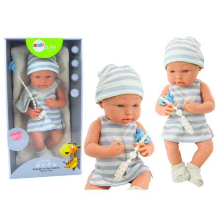 Riietes beebinukk, müts, lutt, rinnatükk, tekk