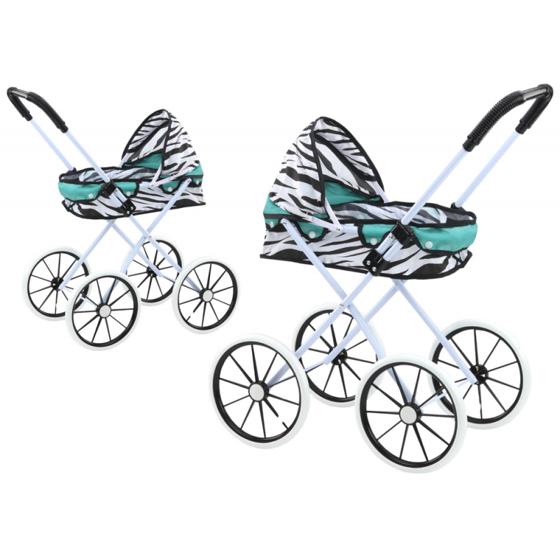 Nukukäru suurte ratastega kokkupandav sebra türkiissinine