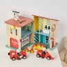 Puidust tuletõrjedepoo garaaži auto-helikopteri figuurid 13 osa