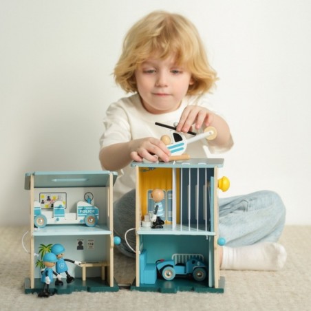 Puidust politseijaoskond auto-helikopteri figuurid 12 osa