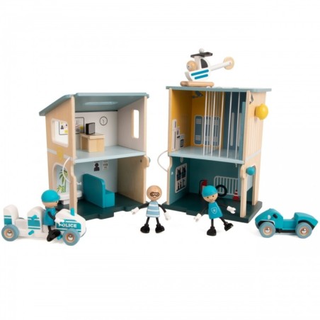 Puidust politseijaoskond auto-helikopteri figuurid 12 osa