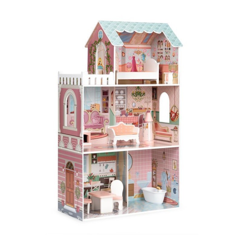 Suur nukumaja mööblikomplektiga, 3 korrust