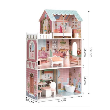 Suur nukumaja mööblikomplektiga, 3 korrust