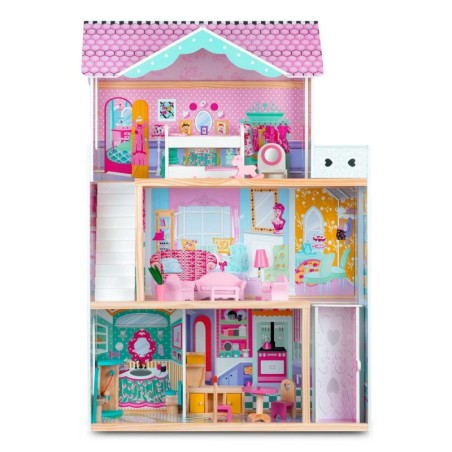 Puidust nukumaja, suur, 3-korruseline, lifti ja LED-lambiga