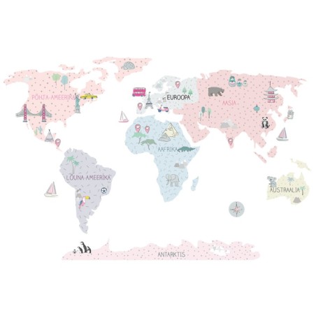 Seinakleebis Maakaart M eesti keeles, roosa