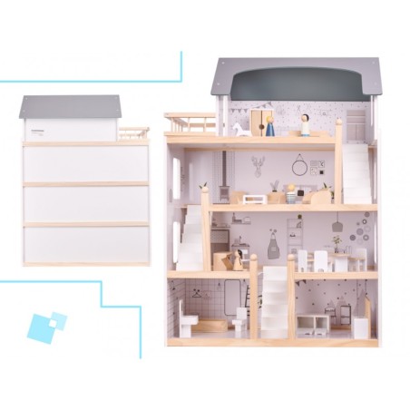 Puidust nukumaja + mööbel, 80 cm