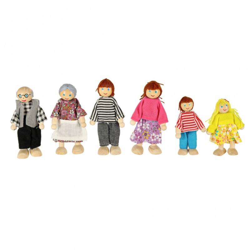 Nukud nukumaja jaoks puidust nukkude perekond 6 tk