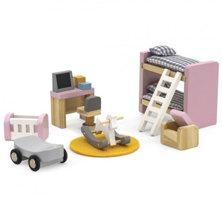 Puidust mööblikomplekt nukumaja lastetuppa