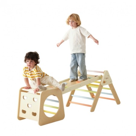 Puidust ronimiskomplekt Montessori kolmnurk 5 ühes - mänguväljak, sisejõusaal lastele