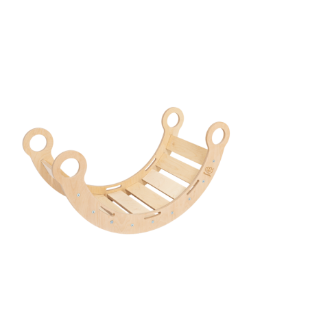 Väike puidust Dream Rocker tasakaalukiik ronimiskaar beeži padjaga