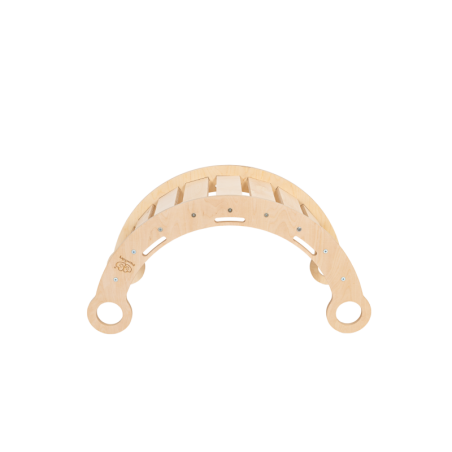 Väike puidust Dream Rocker tasakaalukiik ronimiskaar beeži padjaga