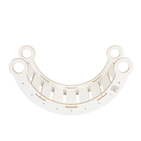 Suur puidust Dream Rocker tasakaalukiik ronimiskaar, valge, halli padjaga