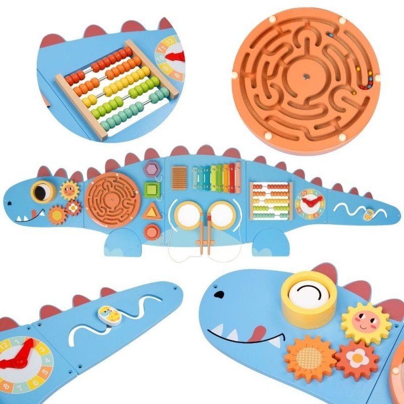 Puidust seina tegelustahvel õppetahvel dinosaurus