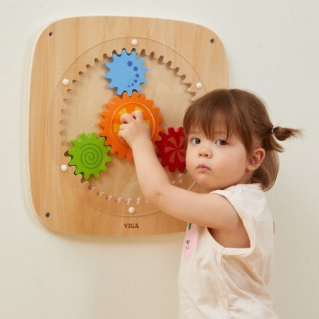 Puidust sensoorne tegelustahvel - hammasrattad