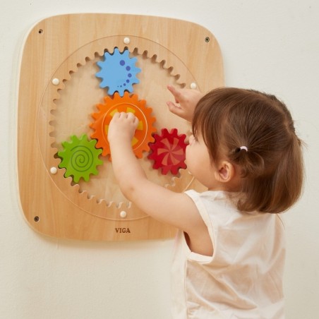 Puidust sensoorne tegelustahvel - hammasrattad