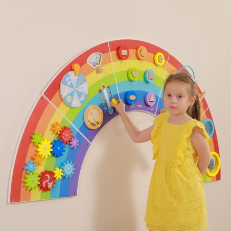 Puidust sensoorne montessori tegevustahvel vikerkaar