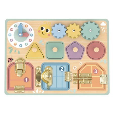 Arendav tegelustahvel, lukud, kujundid, kell