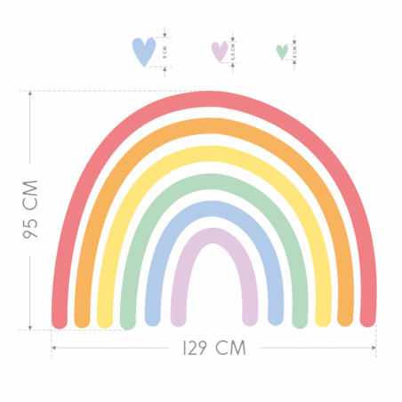 Seinakleebis värviline Vikerkaar südametega