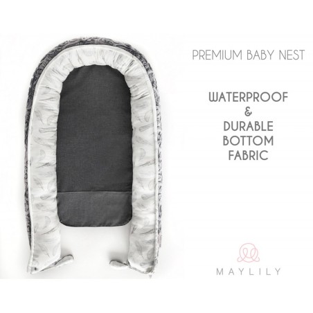 Premium beebipesa, bambus/luxe minky, Heavenly feathers/hall