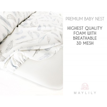 Premium beebipesa, bambus/luxe minky, Heavenly feathers/hall