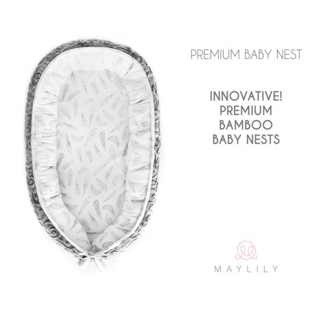 Premium beebipesa, bambus/luxe minky, hirved/hall