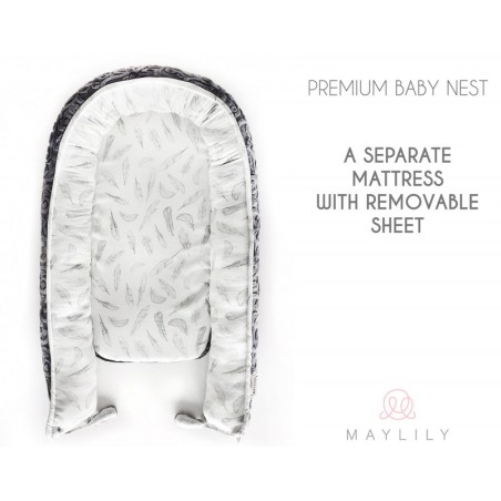 Premium beebipesa, bambus/luxe minky, hirved/hall